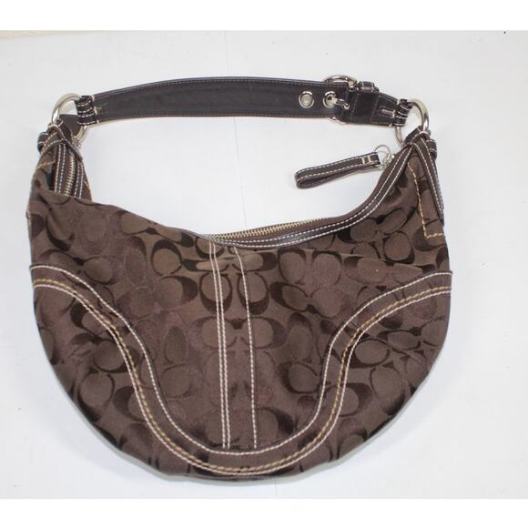 Coach Brown Signature Canvas Hobo Bag - Picture 1 of 6